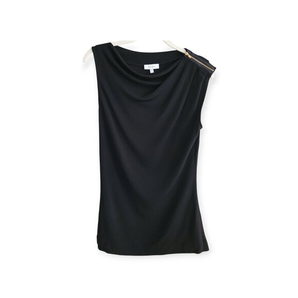 Reiss Sleeveless Black Top with Asymmetrical Zip S - Picture 7 of 8